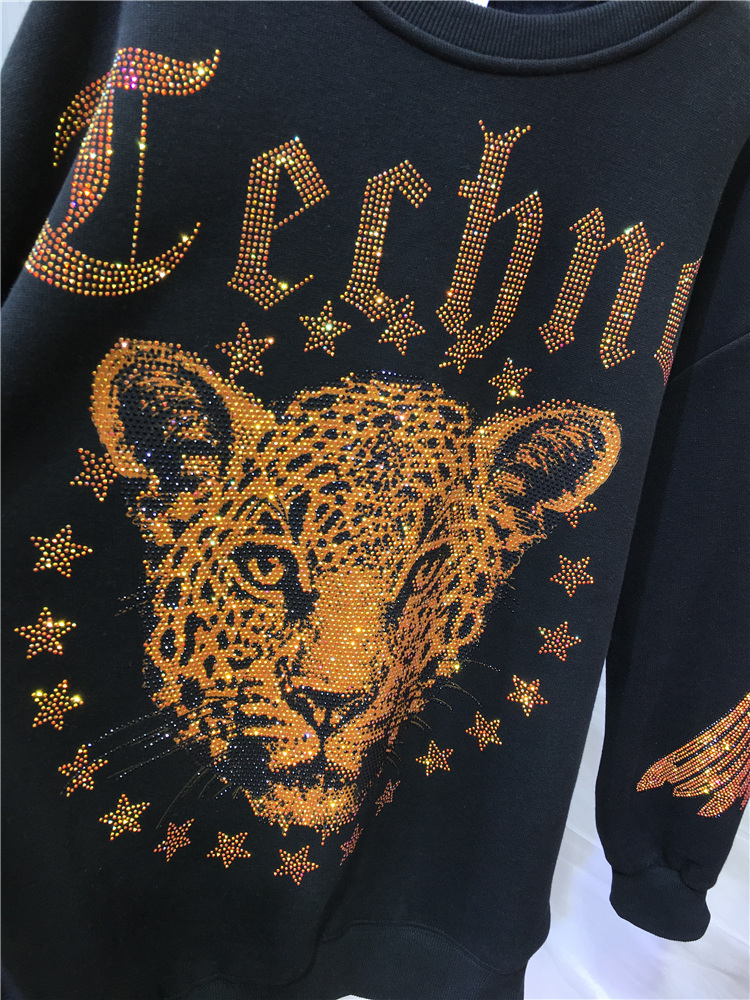 Leopar Rhinestones L-4XL artı  - Streetwear Brand incelemesi ve fiyatı