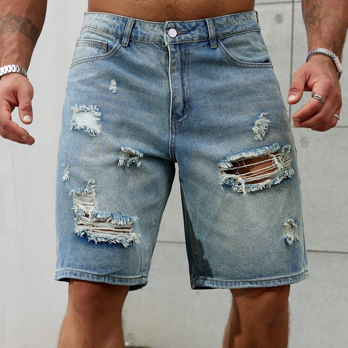 Yeni moda Mens yırtık kısa kot - Streetwear Brand incelemesi ve fiyatı